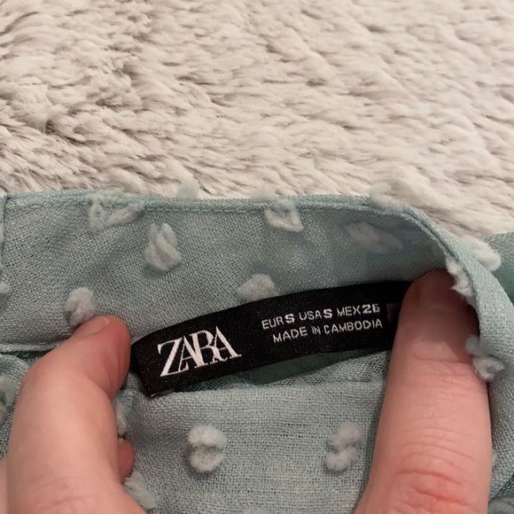 Zara Green Polka Dot Blouse - Picture 4 of 5